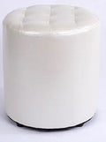 Round Velvet Ottoman Foot Stool Foot Rest Pouffe Pouf Padded Seat Living Room - Cream