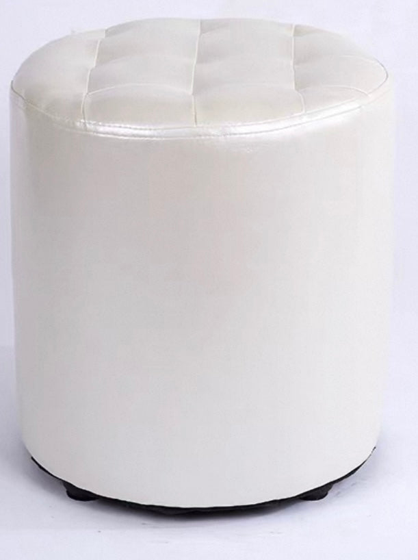 Round Velvet Ottoman Foot Stool Foot Rest Pouffe Pouf Padded Seat Living Room - Cream
