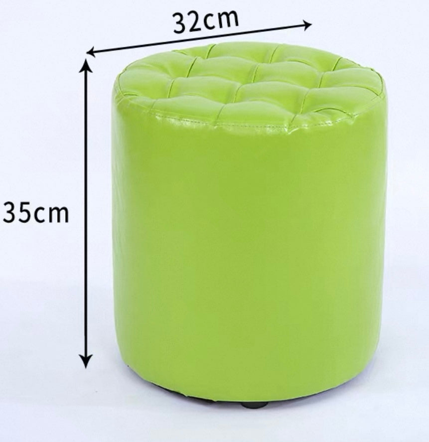 Round Velvet Ottoman Foot Stool Foot Rest Pouffe Pouf Padded Seat Living Room - Green