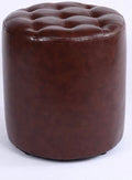 Round Velvet Ottoman Foot Stool Foot Rest Pouffe Pouf Padded Seat Living Room - Charcoal Grey