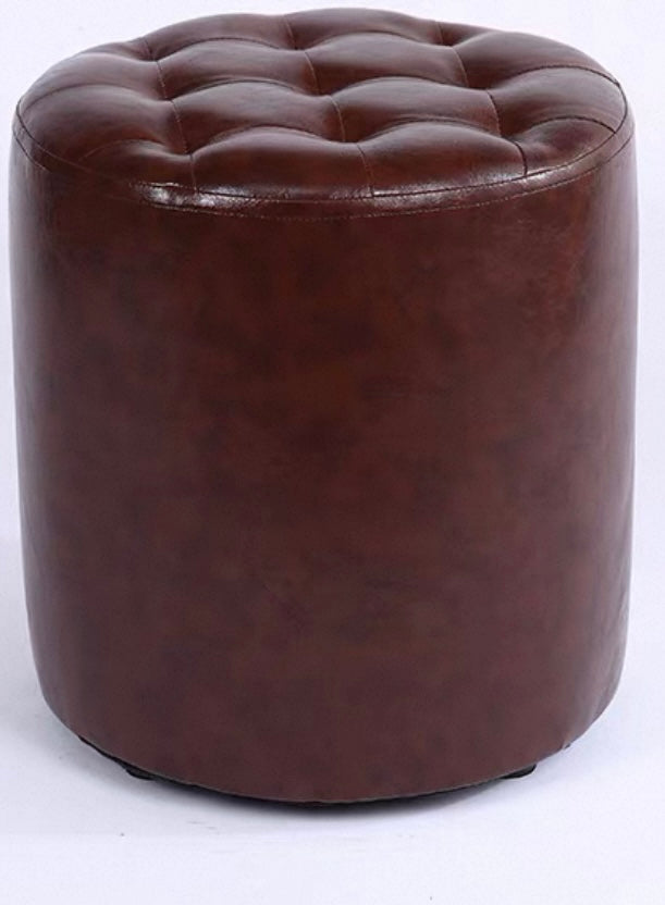 Round Velvet Ottoman Foot Stool Foot Rest Pouffe Pouf Padded Seat Living Room - Charcoal Grey