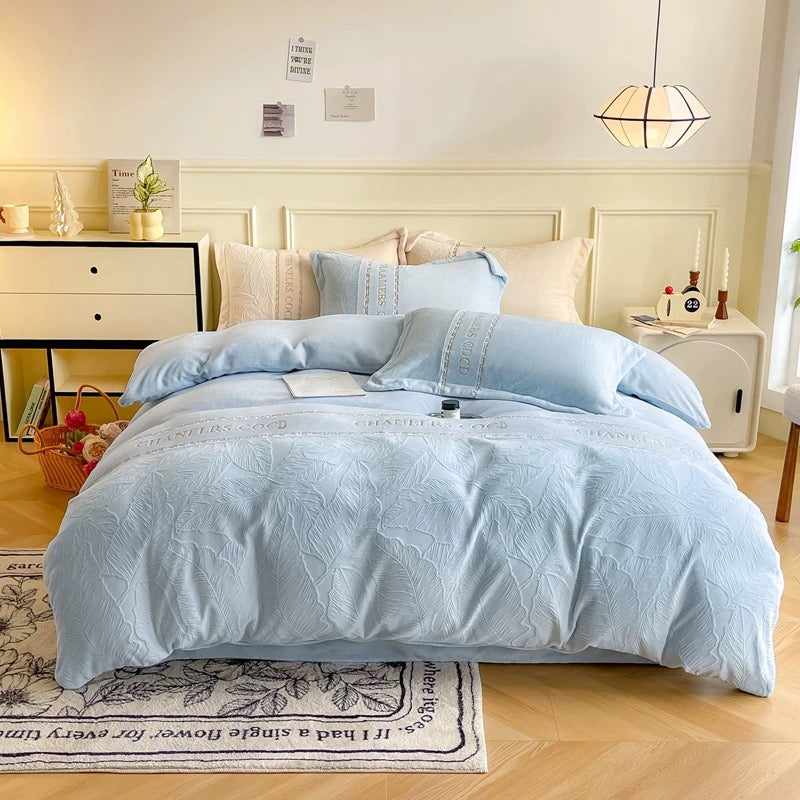 Cosy Club Quilt Cover Set Cotton Duvet - Blue Dark Blue