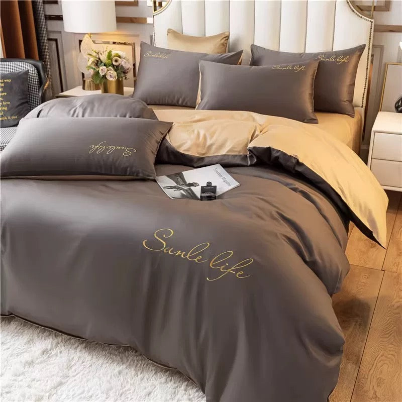 Cosy Club Quilt Cover Set Cotton Duvet - Orange Brown