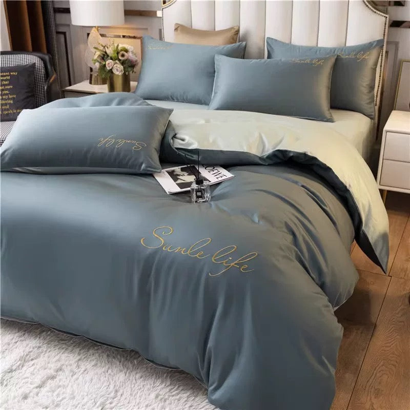 Cosy Club Sheet Set Cotton Sheets - Blue Dark Grey